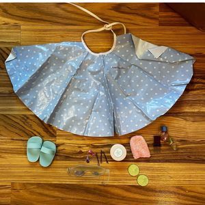 American Girl Spa Hair Day Accessories Mixed Lot - Cape Eye Mask Sandals Clips